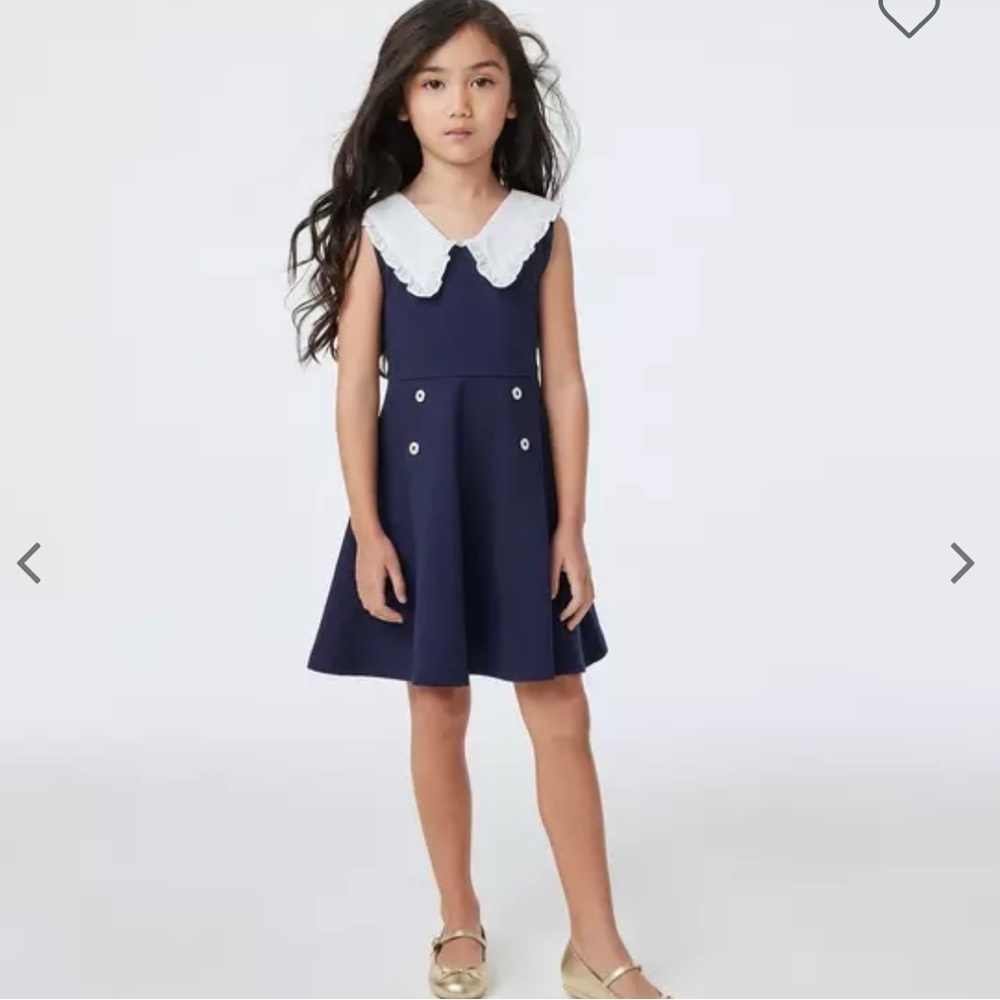 • Janie and Jack • Girls Ruffle Collar Ponte Dress Navy / white 4